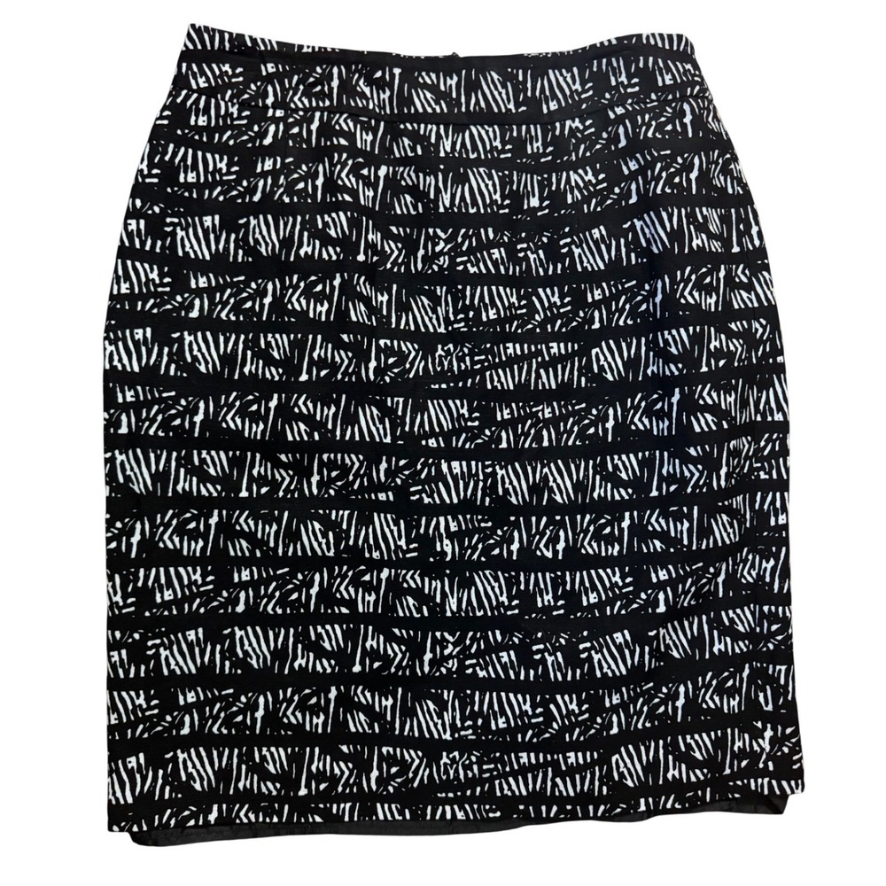 Calvin‎ Klein Skirt Geometric Print Black White Career Workwear Knee Length 6